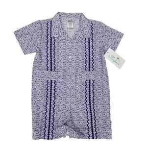 NWT Six Honeybees Size 2T Purple Gameday Guayabera Romper